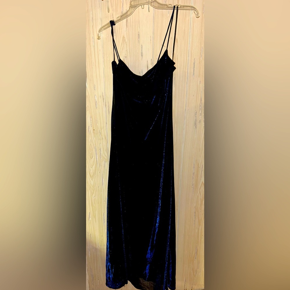 Vintage Onyx Nite Spaghetti Strap Black and Blue Dress